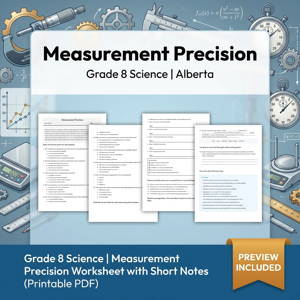 Grade 8 Science Forces & Motion UNIT Bundle – Alberta Curriculum  — included worksheet 5