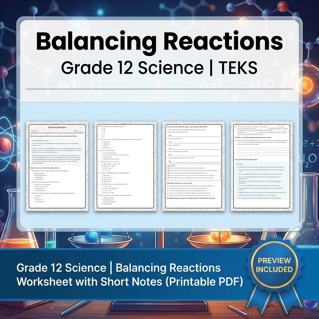 Grade 12 Science Unit Bundle | Atomic Structure, Thermochemistry & More  — included worksheet 3