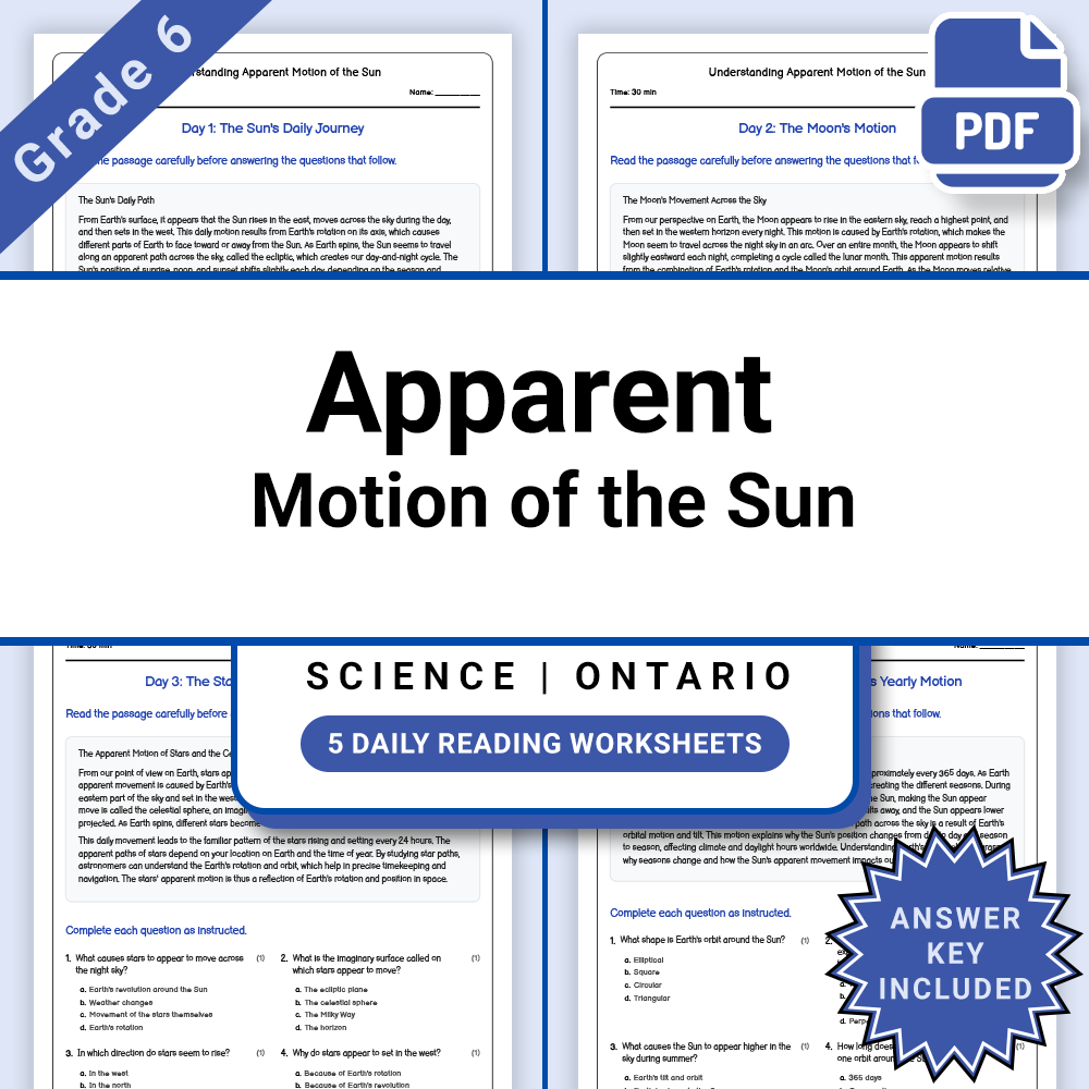Grade 6 Science Lesson Bundle | Sun, Earth, Moon & Space Concepts — included worksheet 3