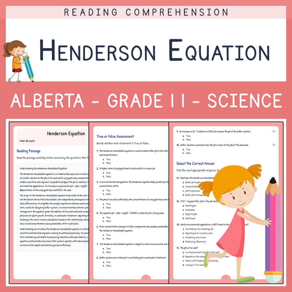 Grade 11 Science worksheet elena worksheet — Grade 11 Science | Henderson Equation Worksheet | Alberta Standards — page 1
