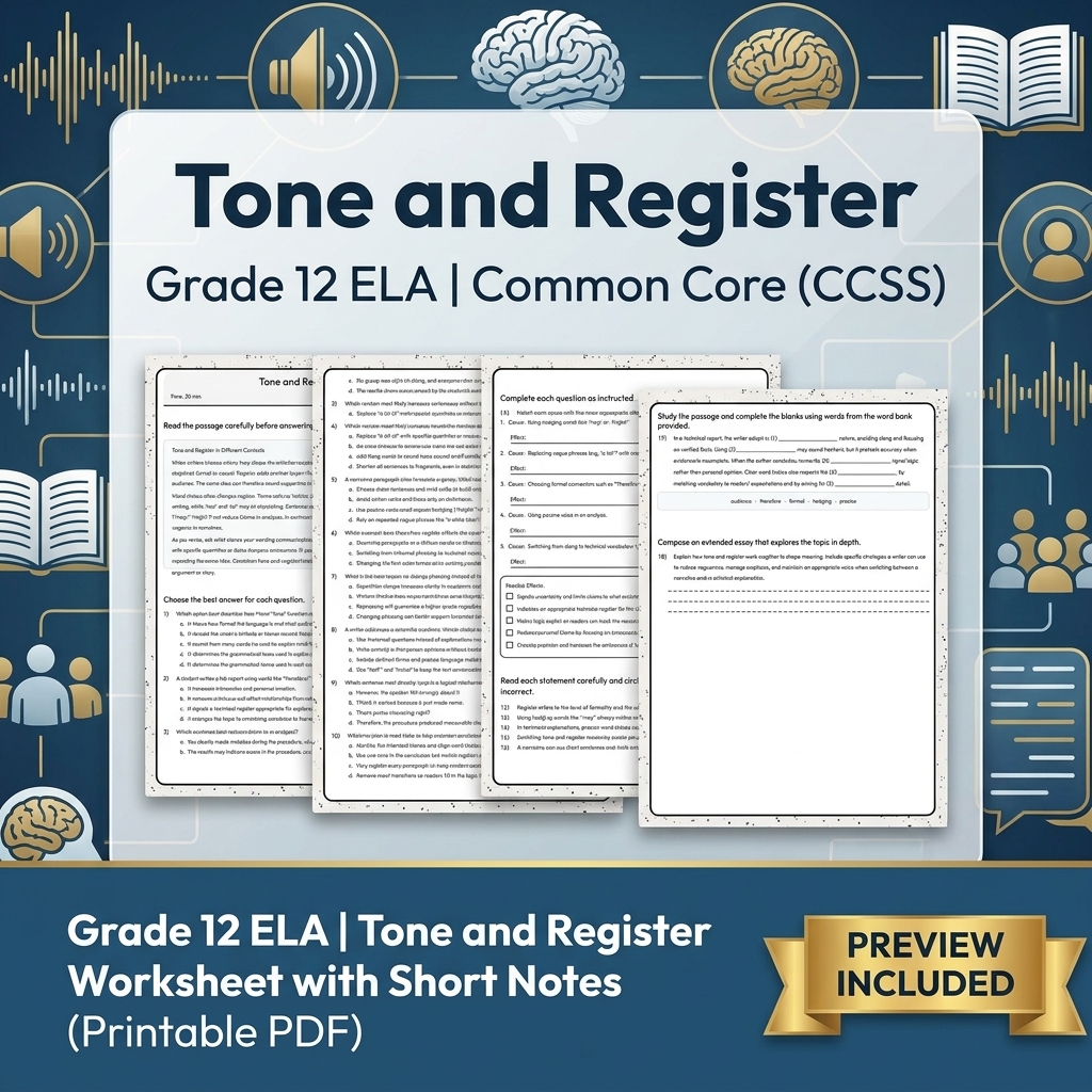 Grade 12 ELA Evidence-Based Reading & Writing Full-Year Bundle (CCSS) — included worksheet 13
