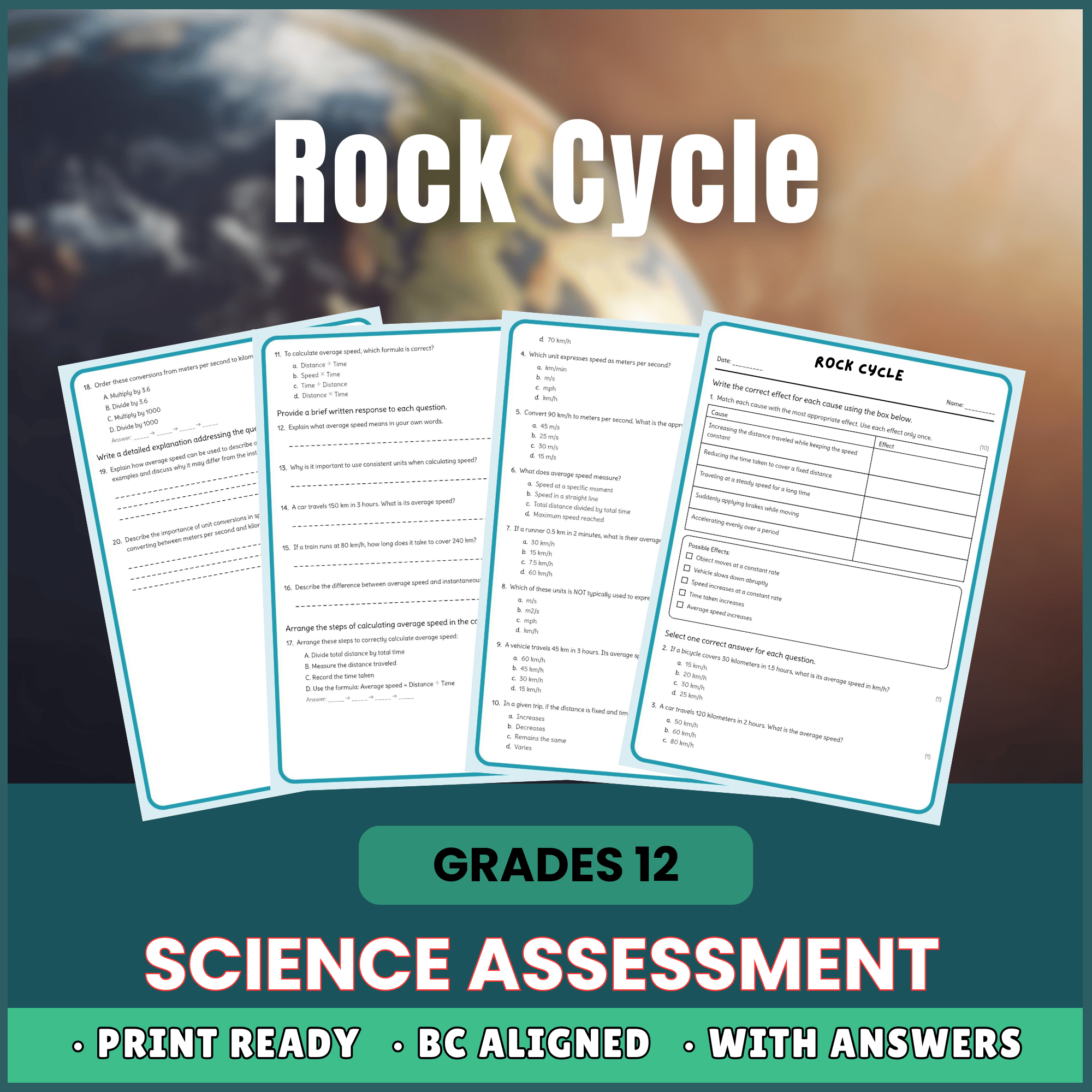 Grade 12 Science | The Rock Cycle Worksheet & Answer Key (PDF)