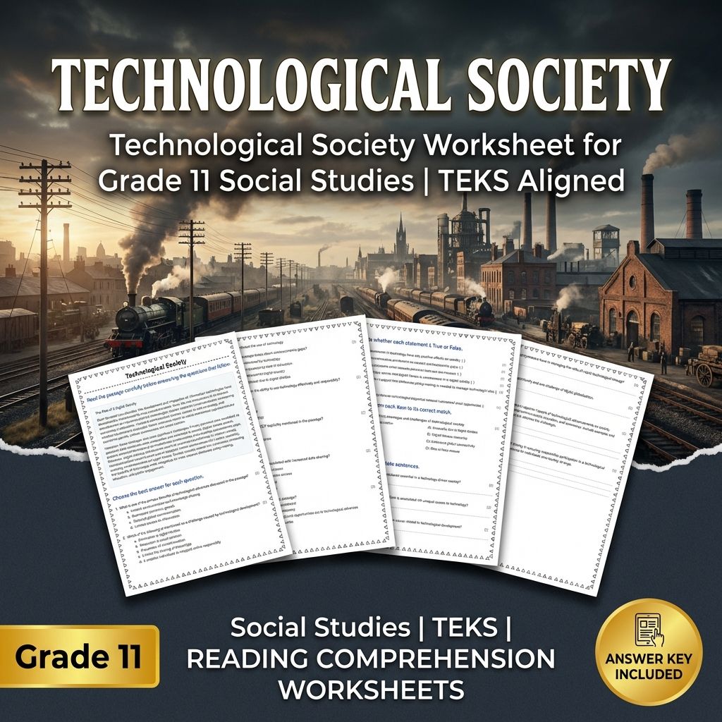 Technological Society Worksheet for Grade 11 Social Studies | TEKS Aligned