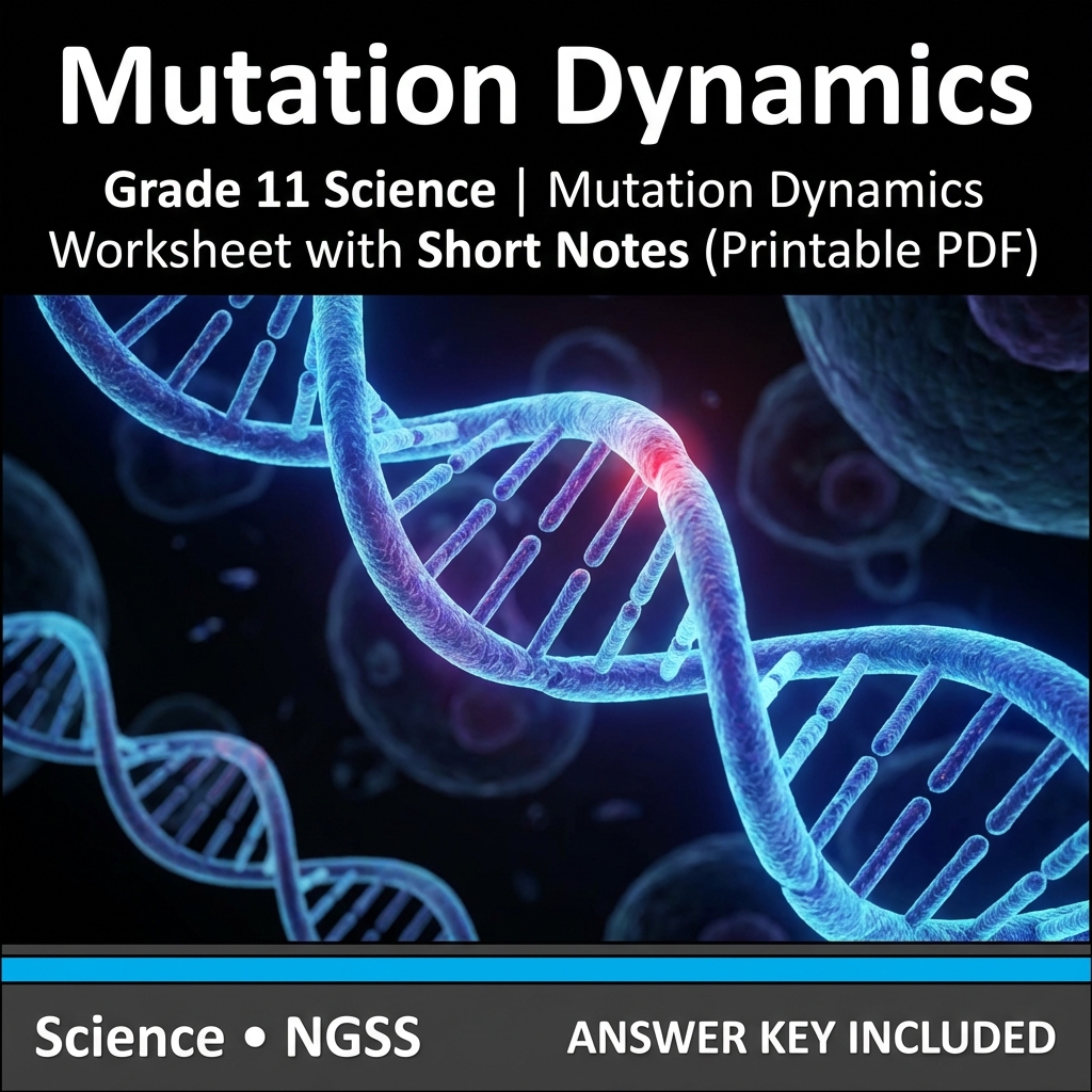 Grade 11 Science NGSS Worksheet Bundle – Ecosystem, Genetics & Physics Topics — included worksheet 11