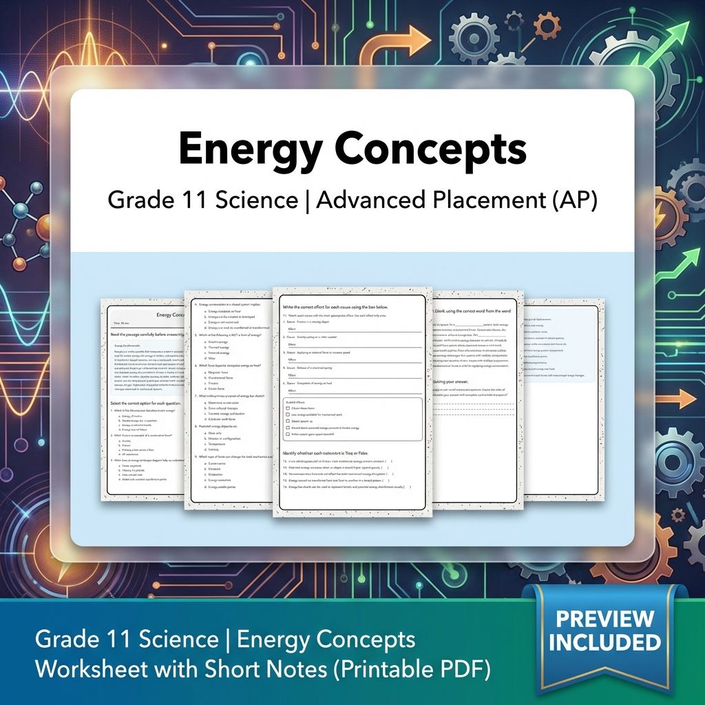 Grade 11 Physics Unit Worksheet Pack | Kinematics, Forces & Energy (Collection) — included worksheet 2