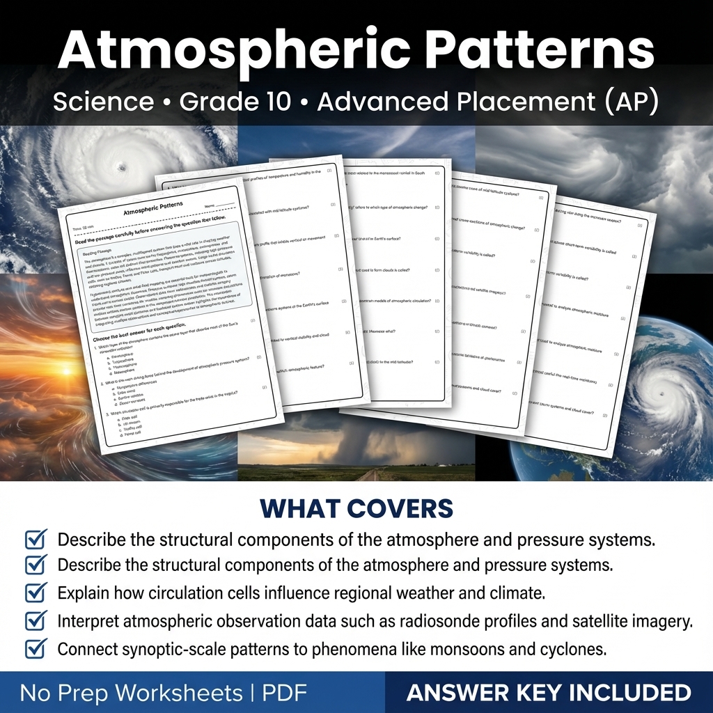 Grade 10 Science Unit Worksheet Bundle – Geology, Climate, Plate Tectonics — included worksheet 4