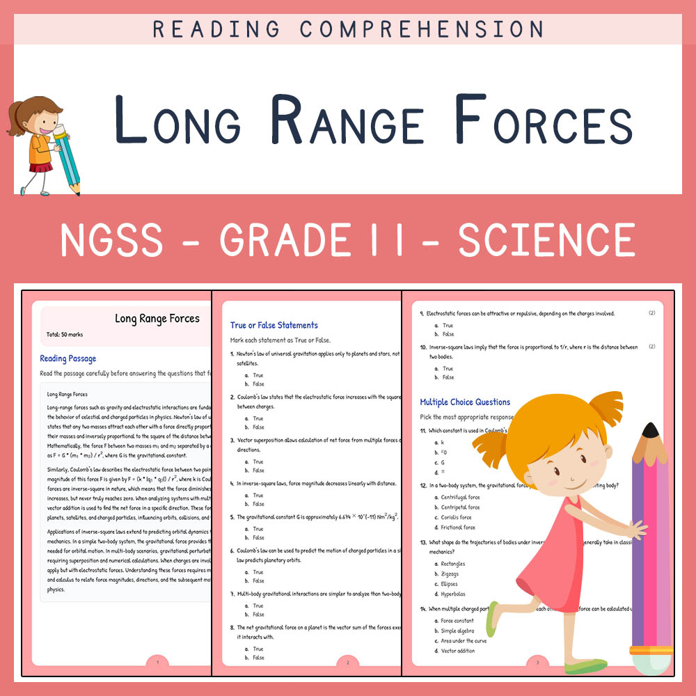 Grade 11 Science worksheet worksheet — Grade 11 Science | Long Range Forces Worksheet (PDF & Answer Key) NGSS Aligned — pa…