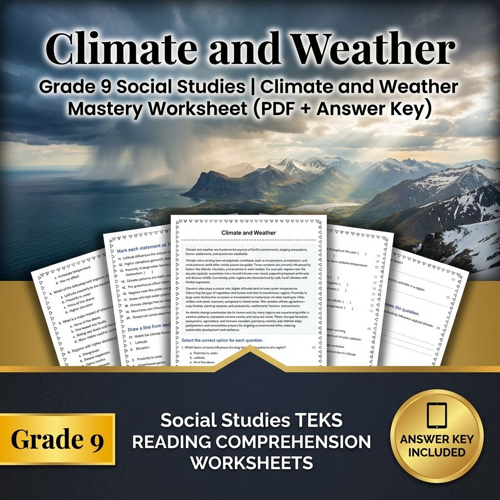 Grade 9 Social Studies | Climate and Weather Mastery (PDF + Answer Key)