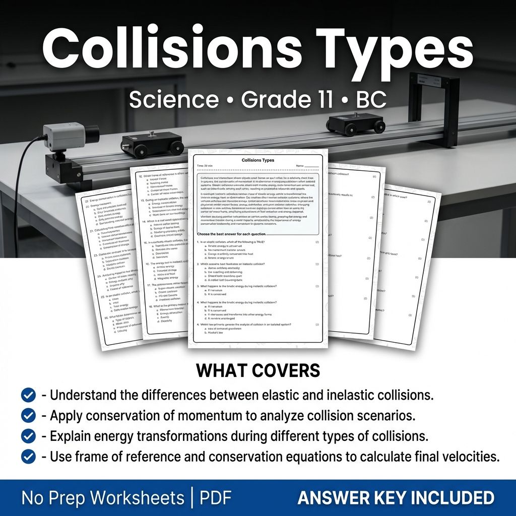Collisions Types Worksheet for Grade 11 Science – BC Standards
