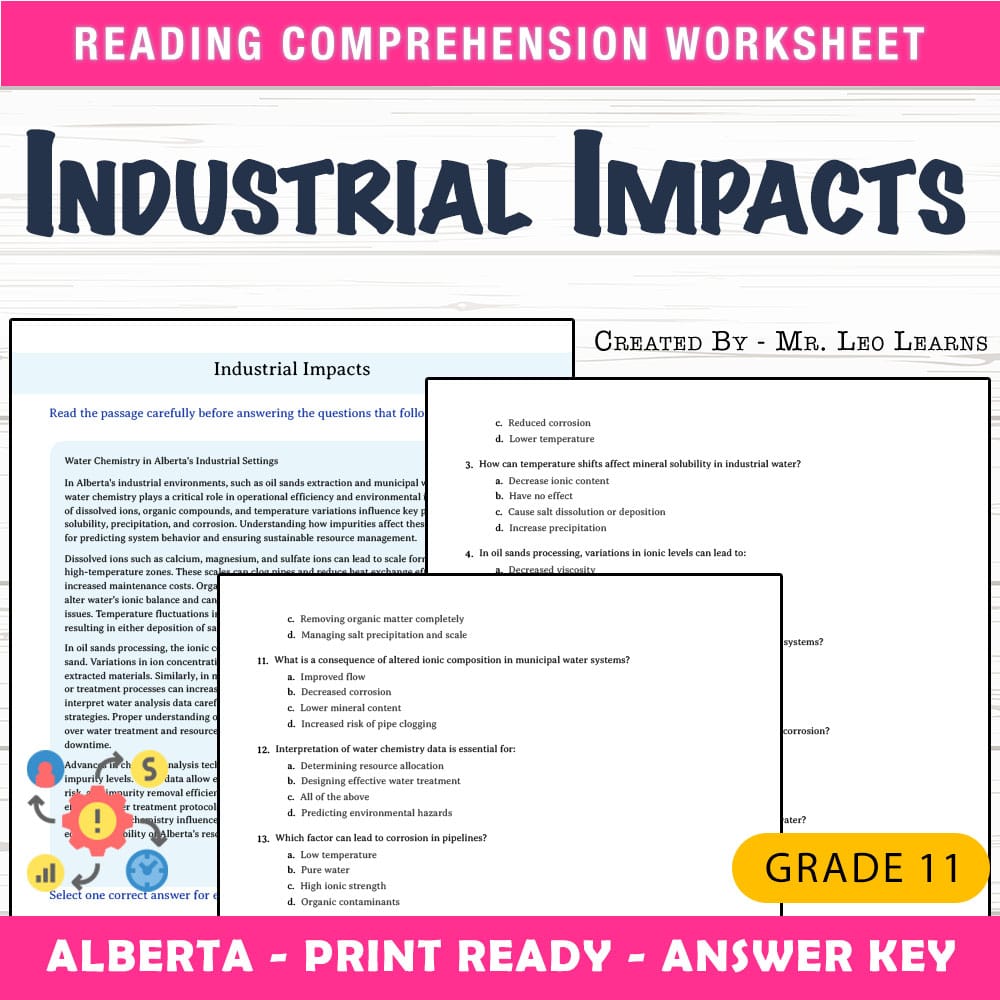 Grade 11 Science worksheet mcq paper worksheet — Grade 11 Science — Worksheet MCQ Paper for Mastering Industrial Impacts —…
