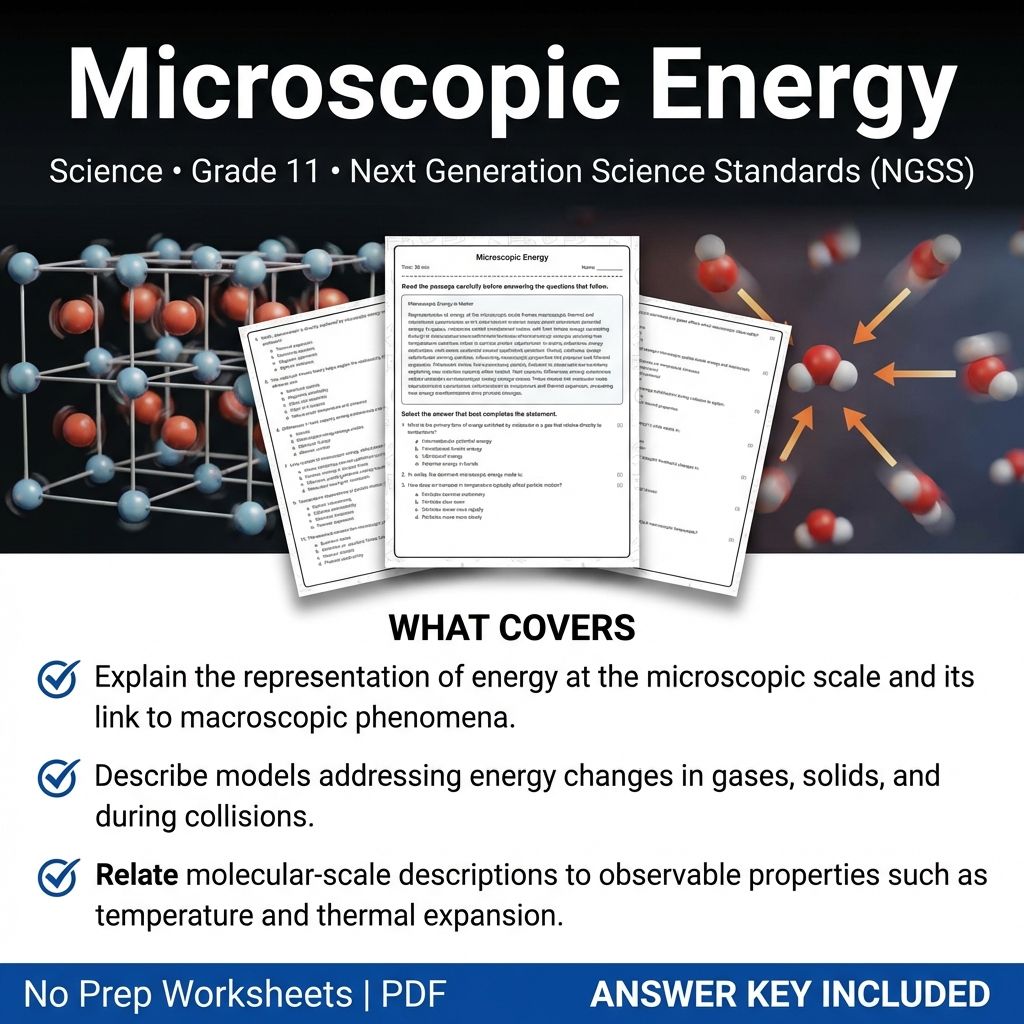 Grade 11 Science Unit Worksheet Pack | Energy, Heat Transfer & Power NGSS — included worksheet 1