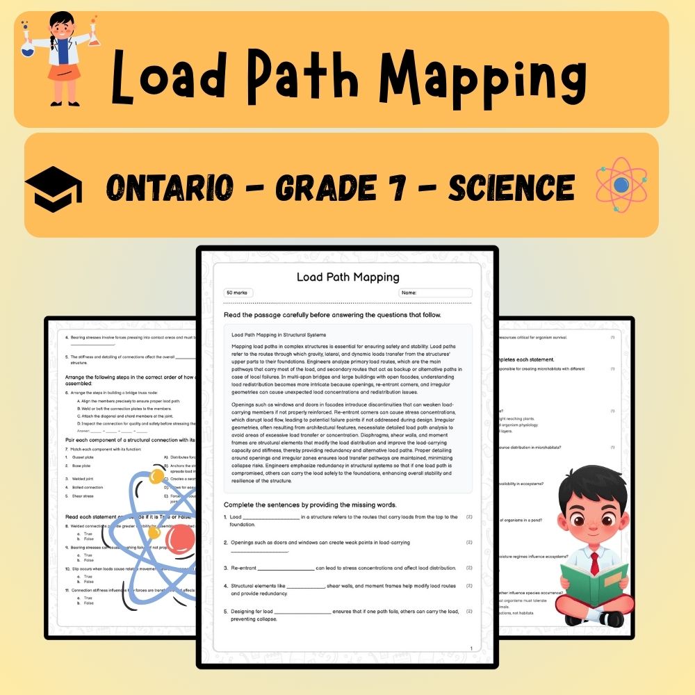 Grade 7 Science worksheet worksheet — Grade 7 Science | Load Path Mapping Worksheet (PDF) - Ontario Standards — page 1