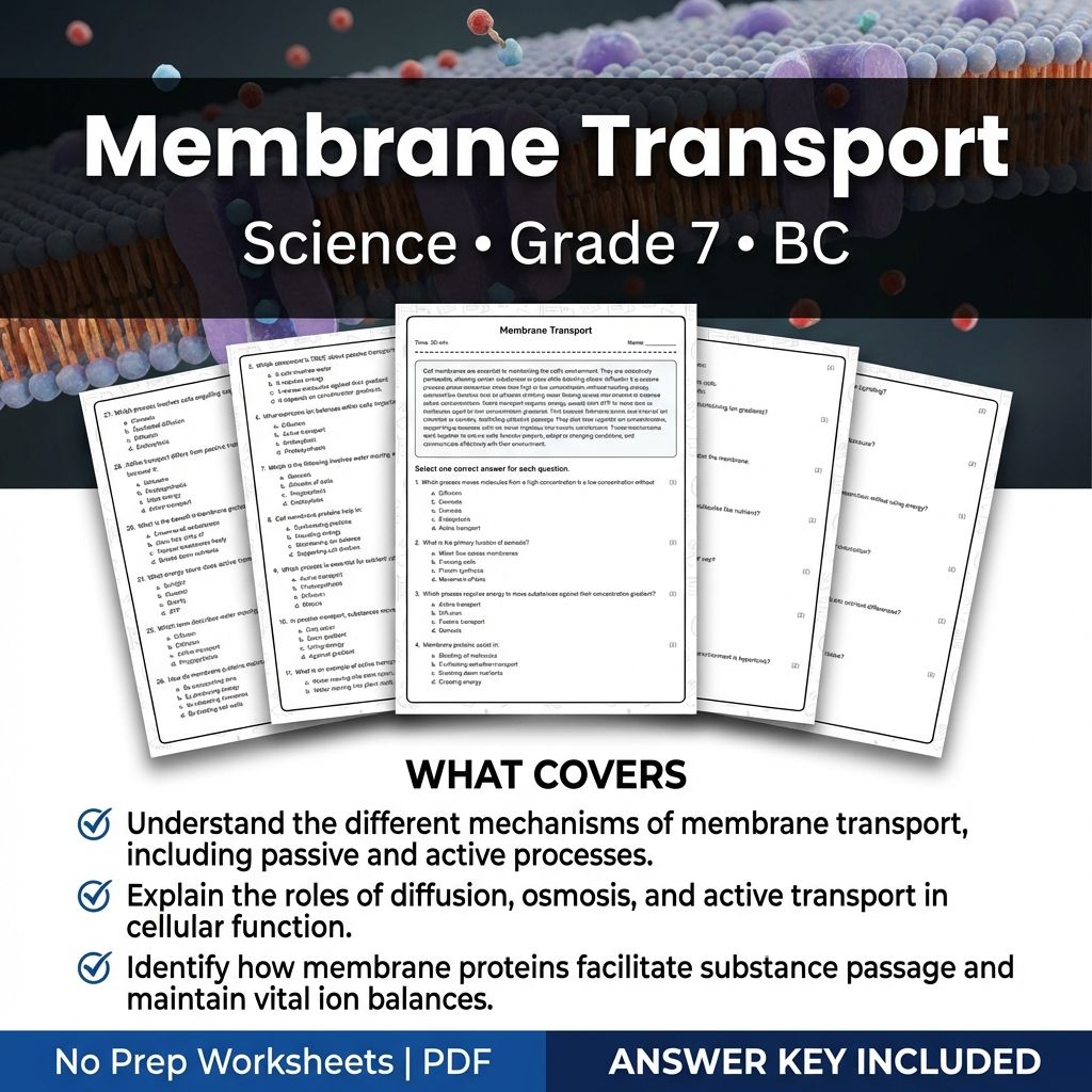 Grade 7 Science | Membrane Transport Worksheet & Answer Key (Printable PDF)