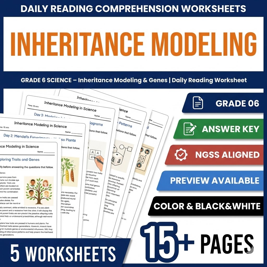Grade 6 Science daily reading worksheet — Grade 6 Science – Inheritance Modeling & Genes | Daily Reading Worksheet