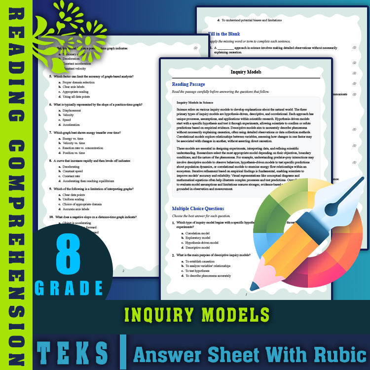 Grade 8 Science reading worksheets worksheet — Grade 8 Science | Inquiry Models Reading Worksheet & Answer Key (PDF) — page 1
