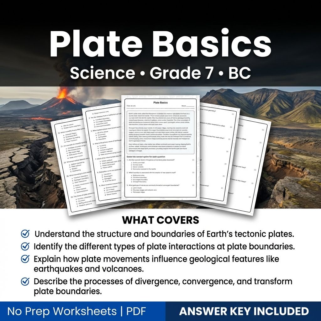 7th Grade Science | Plate Basics Worksheet & Answer Key (Printable PDF)