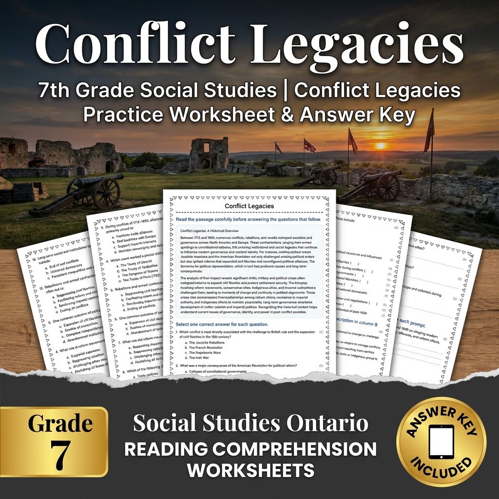 7th Grade Social Studies | Conflict Legacies Practice Worksheet & Answer Key