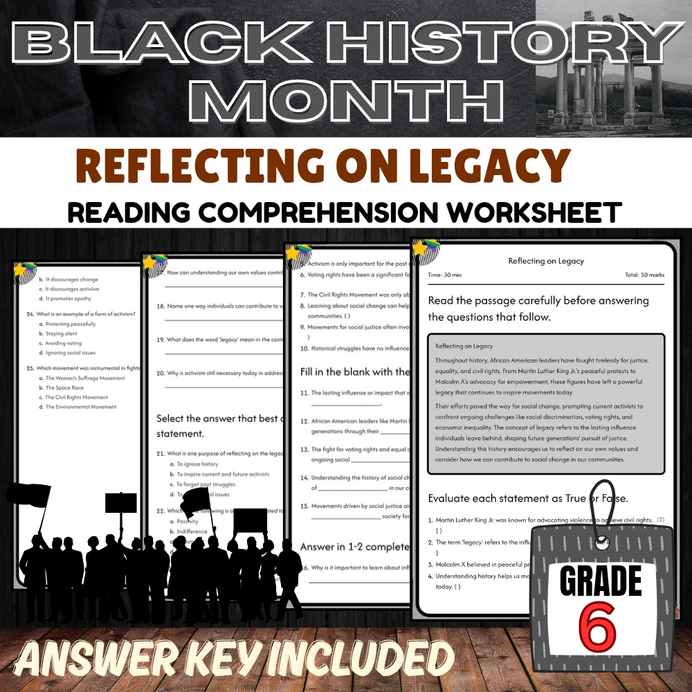 Grade 6 Holiday Bundle | Black History Month (Kickoff) Worksheets & Activities — included worksheet 3