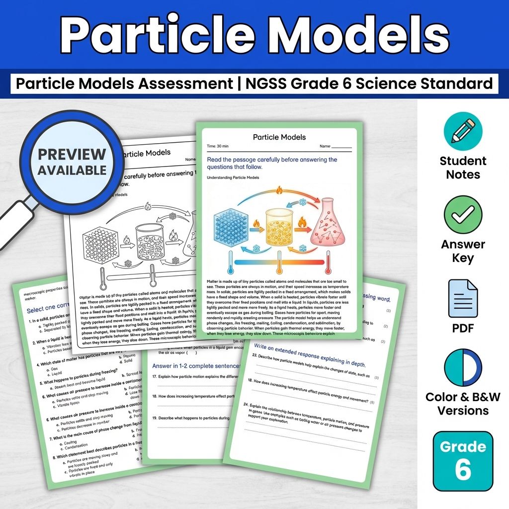 Grade 6 Science Full Year Bundle | NGSS Assessment Resources (Printable) — included worksheet 6