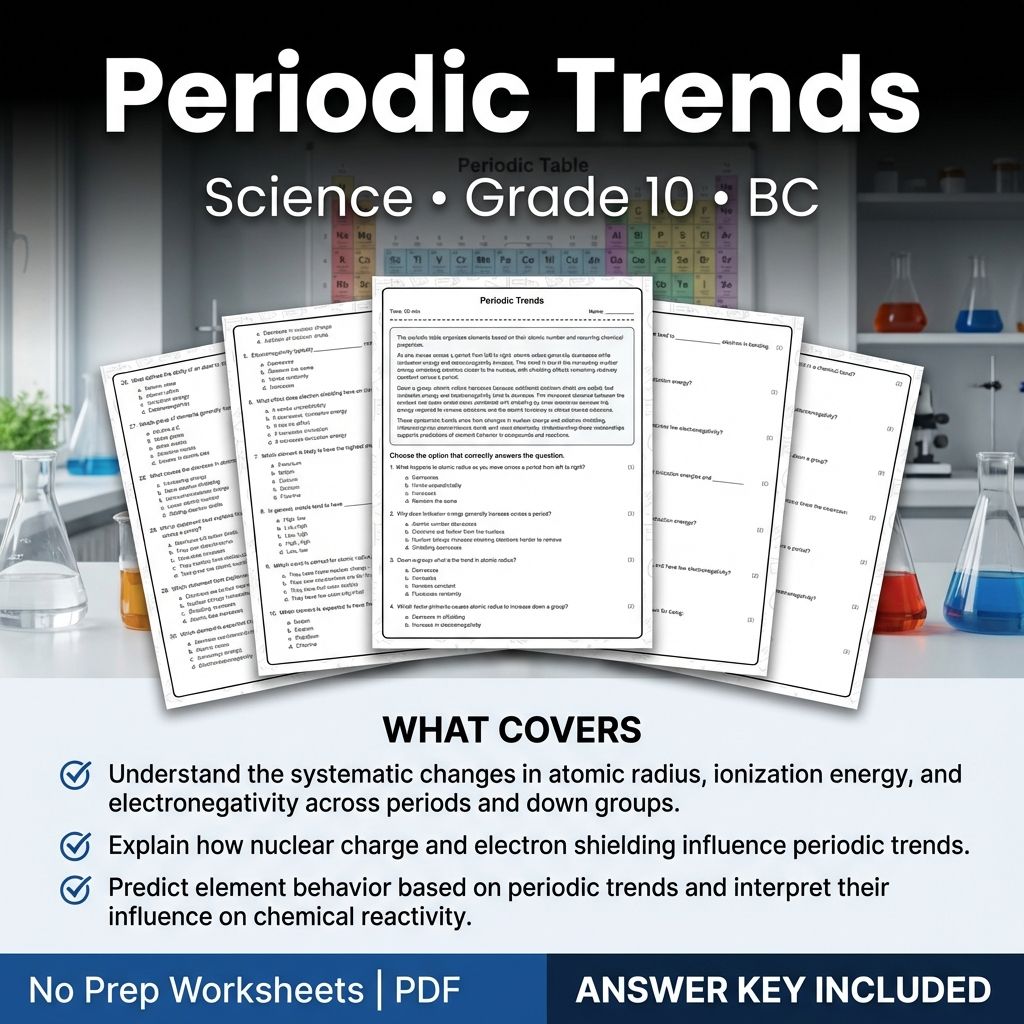 10th Grade Science | Periodic Trends Worksheet & Answer Key (Printable PDF)