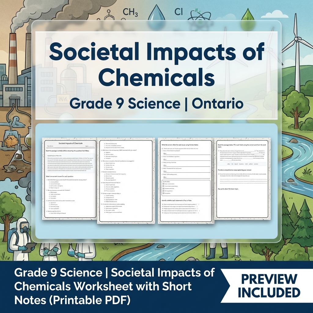 Grade 9 Science Lesson Group Bundle | Ontario Curriculum Worksheets — included worksheet 2