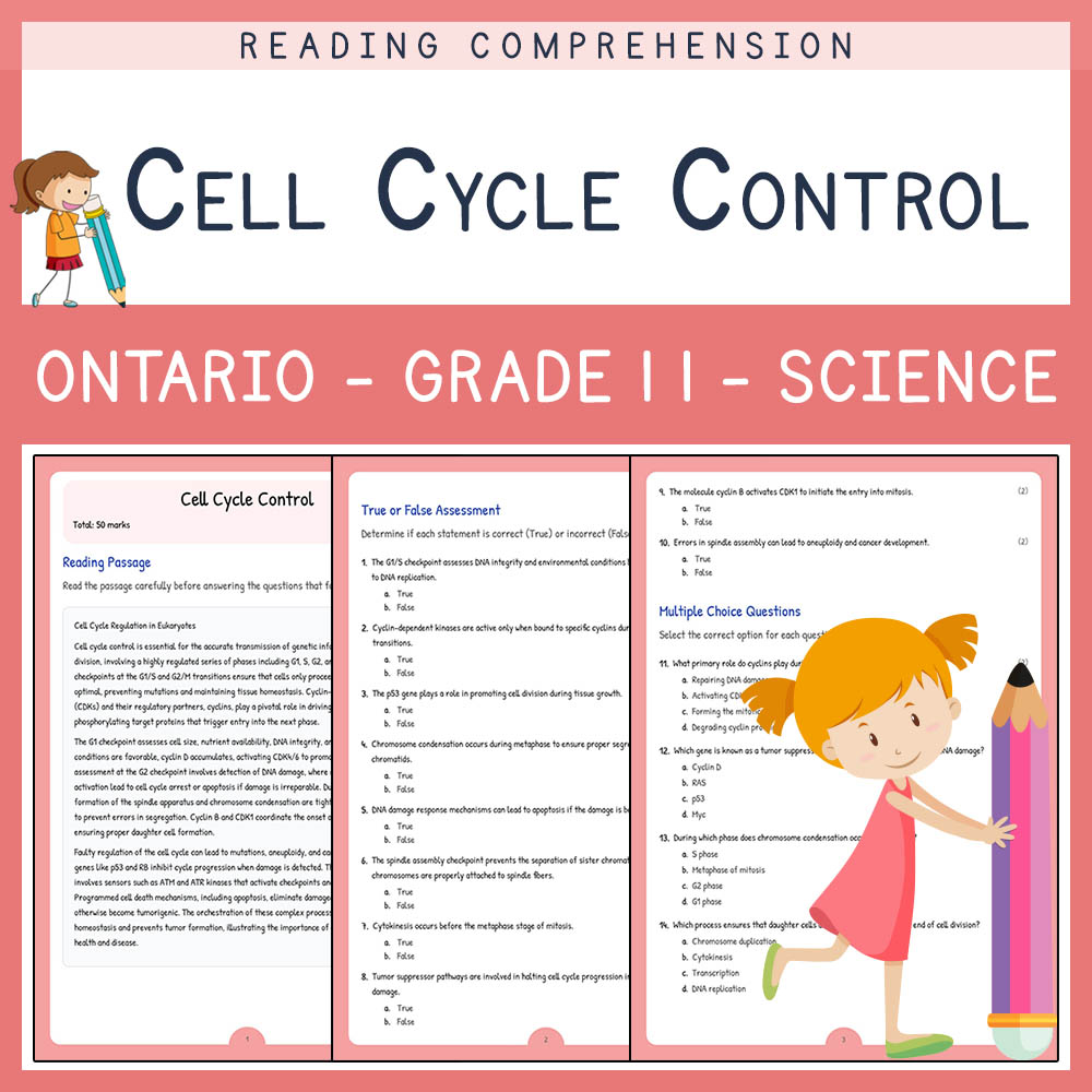 Grade 11 Science worksheet elena worksheet — Grade 11 Science Assessment | Cell Cycle Control Worksheet Elena | Ontario —…