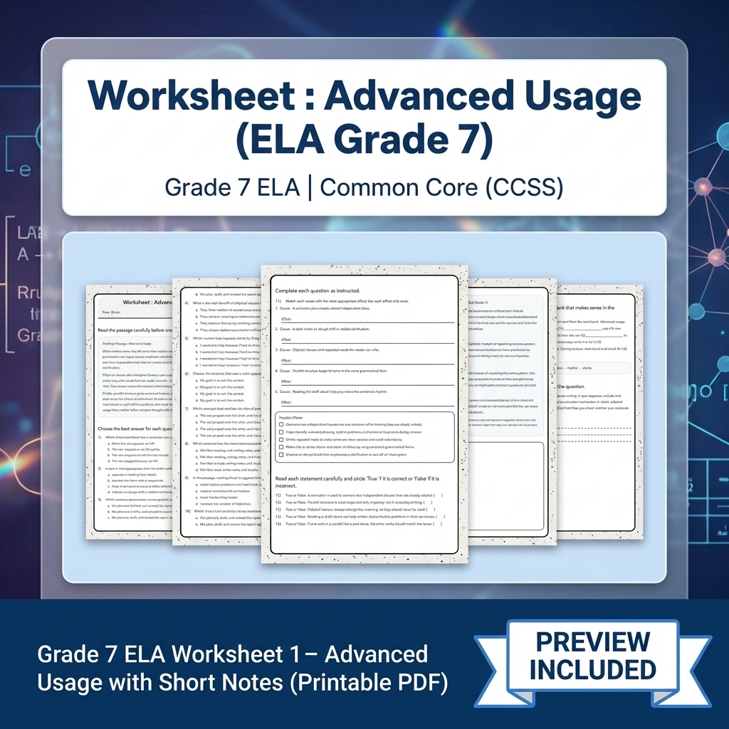Grade 7 Writing Routinely ELA Full-Year Bundle – Common Core (CCSS) — included worksheet 7
