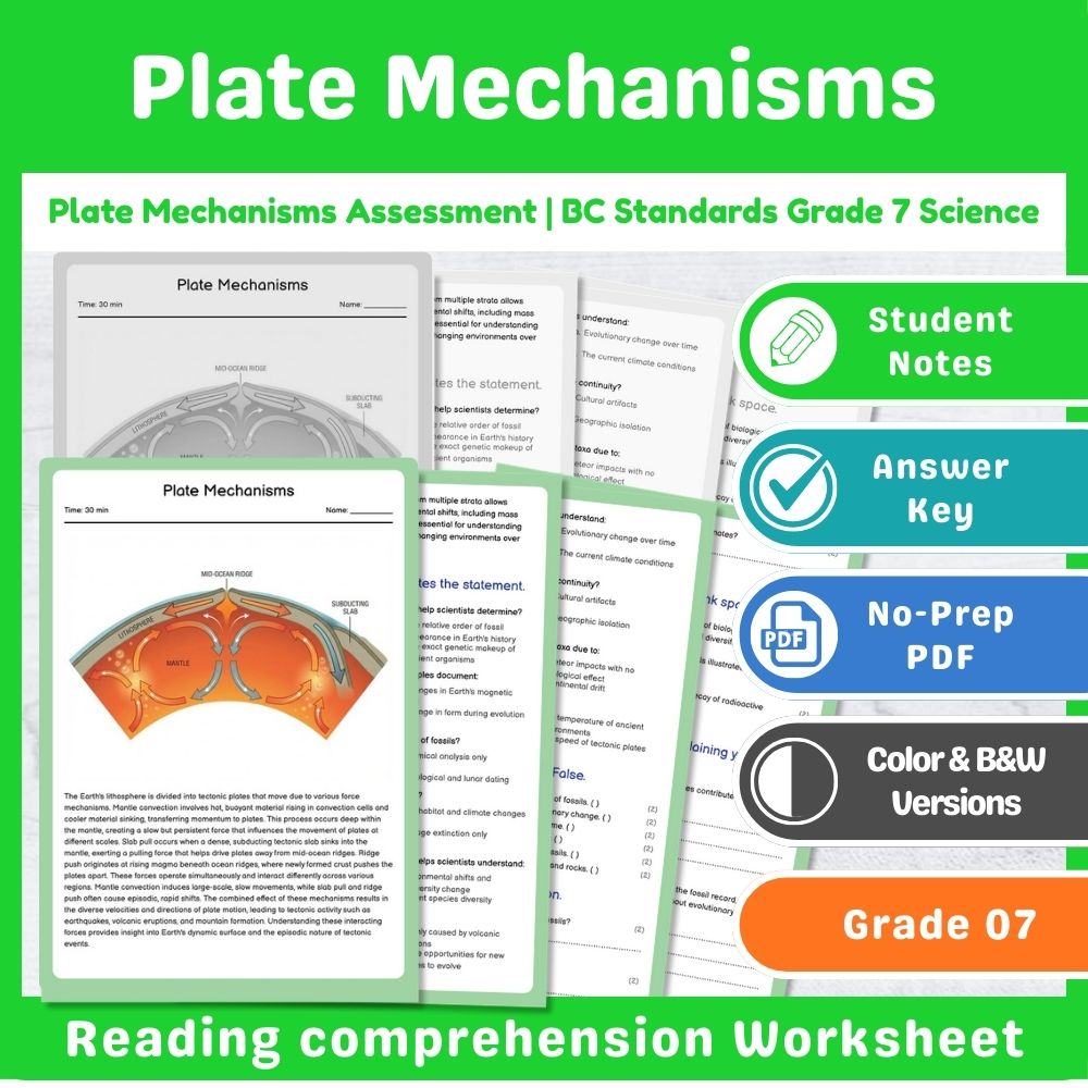 Grade 7 Science Lesson – Earth Processes Assessment & Landforms Bundle — included worksheet 3
