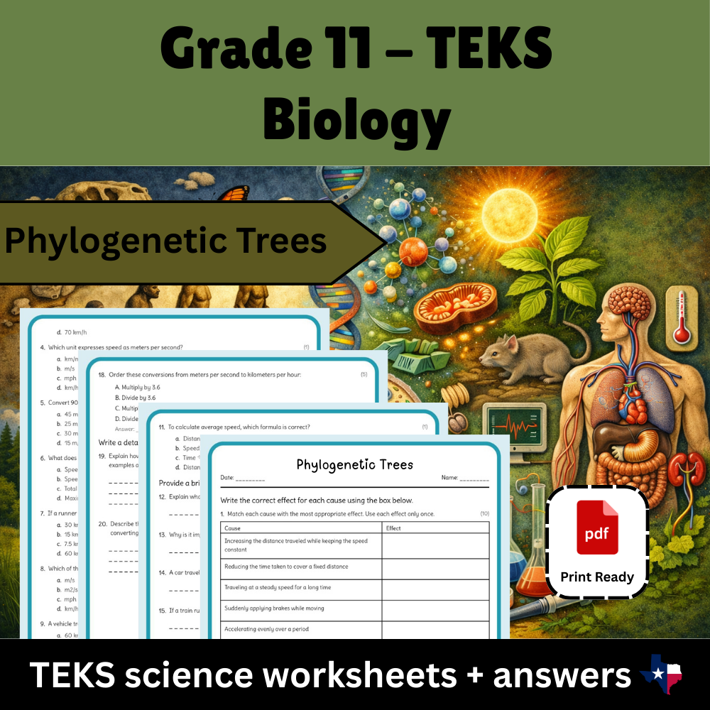 Grade 11 Science | Evolution, Cells & Genetics TEKS Bundle (Worksheet Pack) — included worksheet 14
