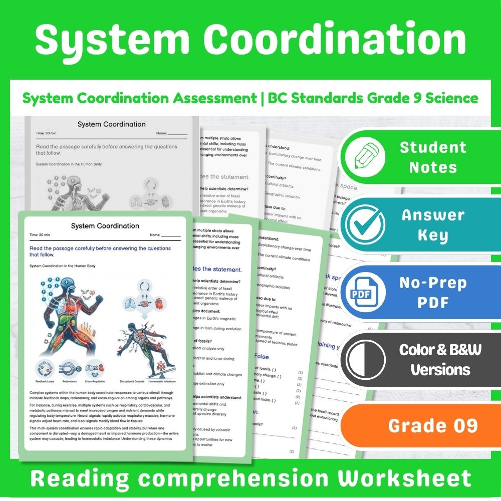 Grade 9 Science | Biological Systems Assessment – BC Standards-Aligned Unit — included worksheet 5