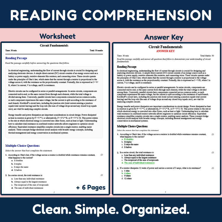 Grade 10 Science reading worksheets worksheet — 10th Grade Science | Circuit Fundamentals Reading Worksheets (PDF & Rubric…
