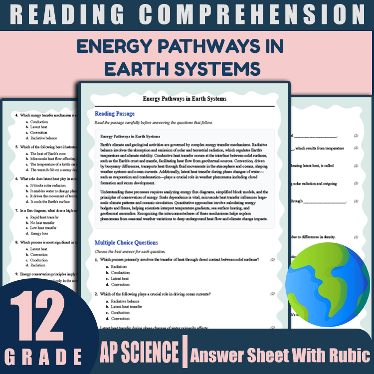 Grade 12 Science reading worksheets worksheet — Grade 12 Science | Energy Pathways in Earth Systems Reading Worksheet — pa…