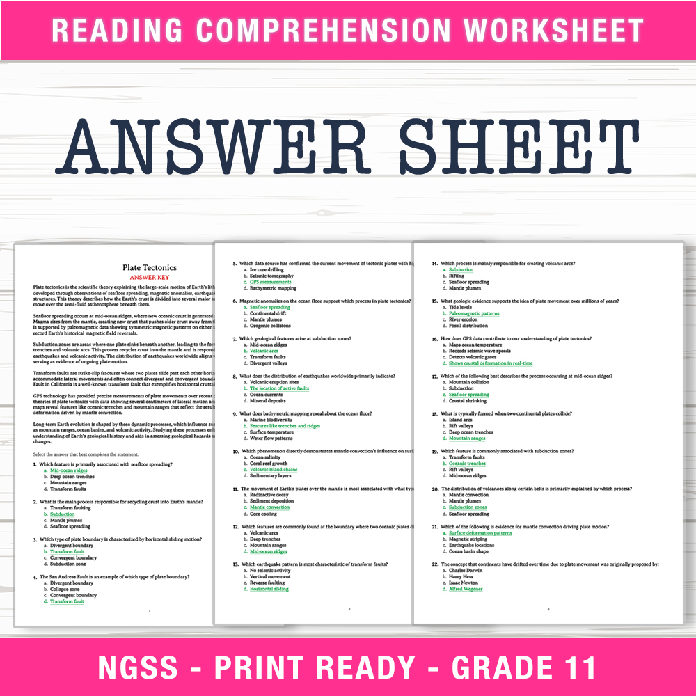 Grade 11 Science worksheet worksheet — Grade 11 Science | Plate Tectonics Worksheet (PDF + Answer Key) — page 2