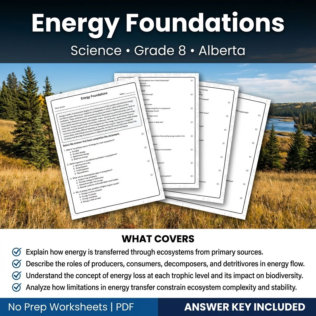 Energy Foundations Worksheet | Grade 8 Science | Alberta Standards