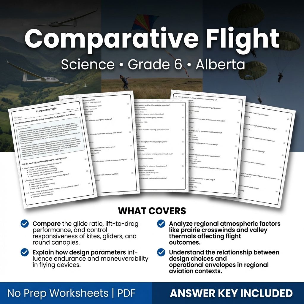 Grade 6 Science Worksheet on Comparative Flight | Alberta Standards