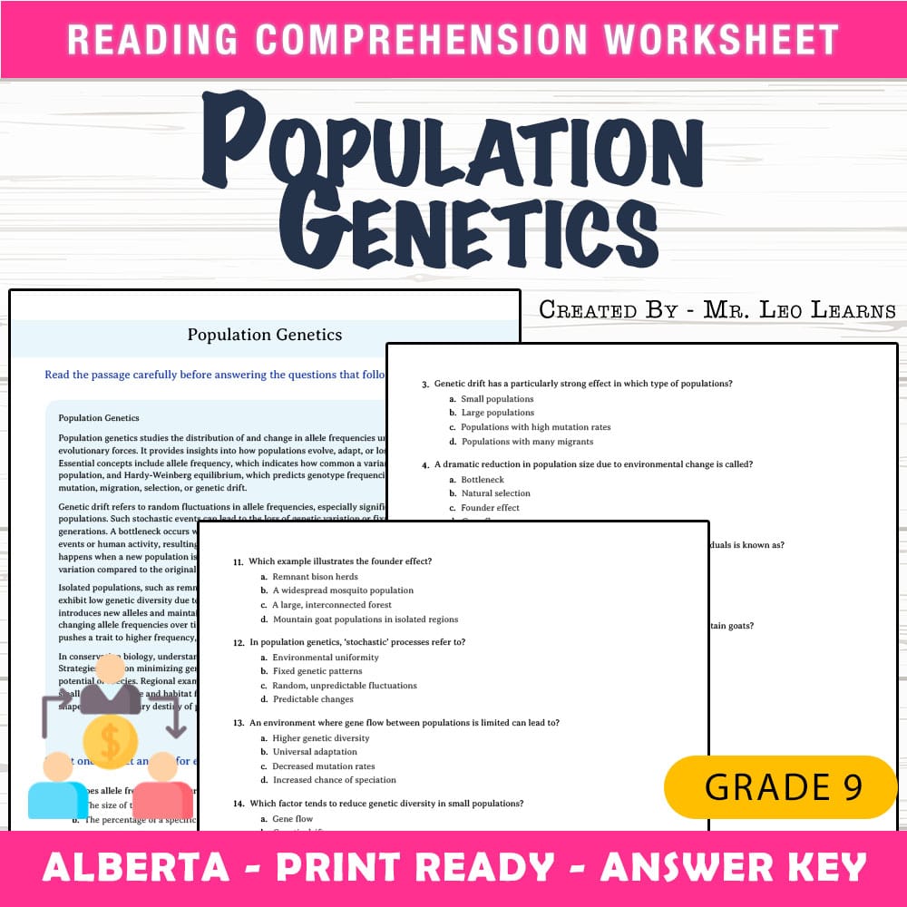 Grade 9 Science worksheet mcq paper worksheet — Grade 9 Science — Worksheet MCQ Paper for Mastering Population Genetics —…