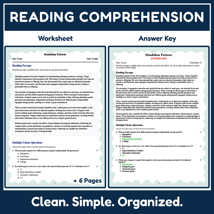 Grade 10 Science reading worksheets worksheet — 10th Grade Science | Mendelian Patterns Reading Practice Worksheet — page 2