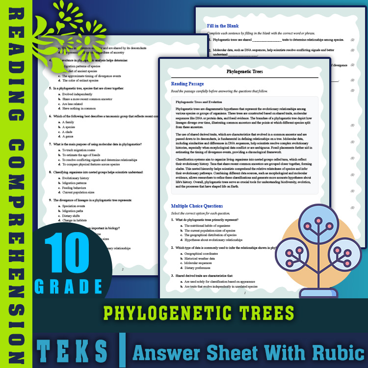Grade 10 Science reading worksheets worksheet — Grade 10 Science | Phylogenetic Trees Reading Worksheet (PDF & Answer Key)…