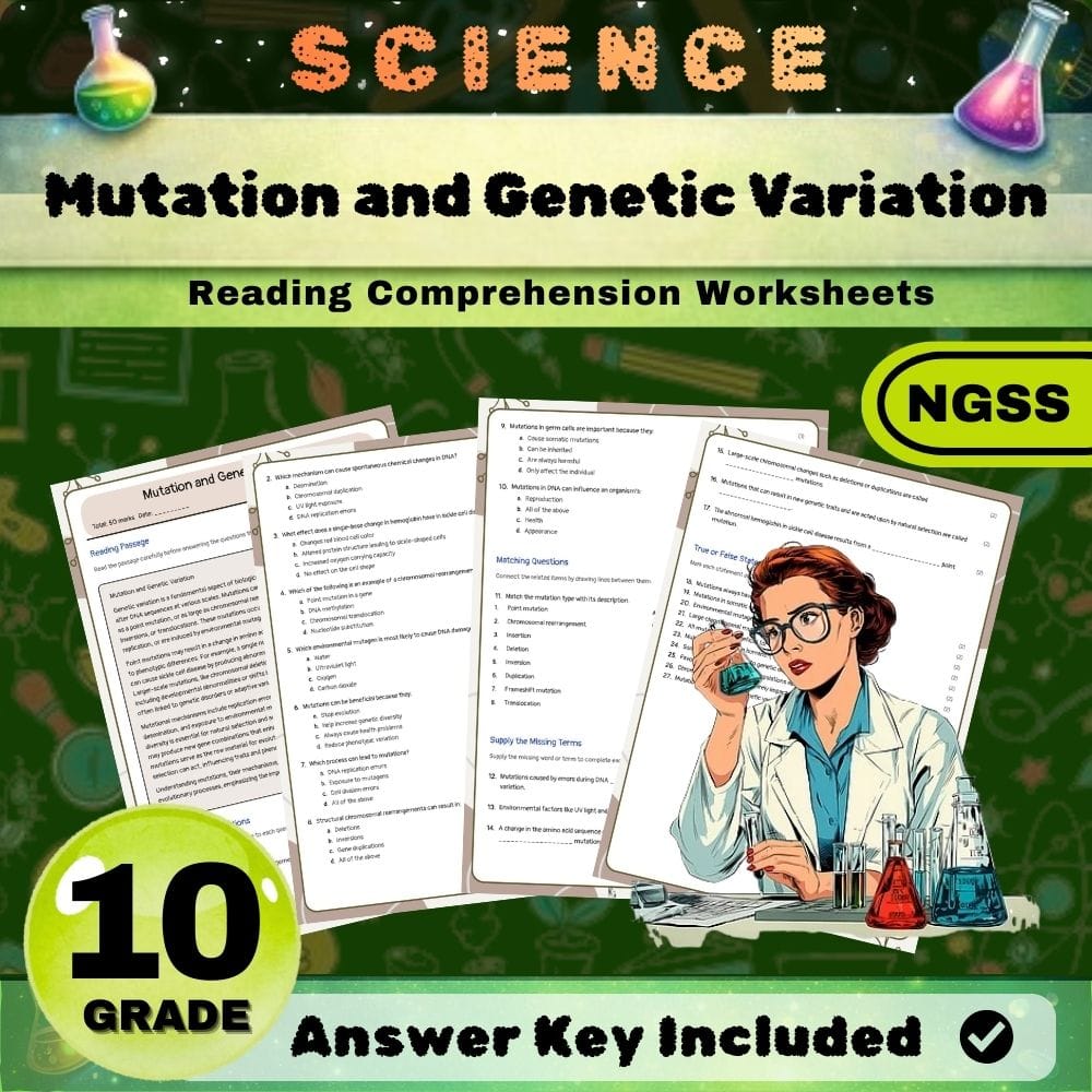 Grade 10 Science NGSS Bundle | Worksheets for Earth, Life & Physical Sciences — included worksheet 7
