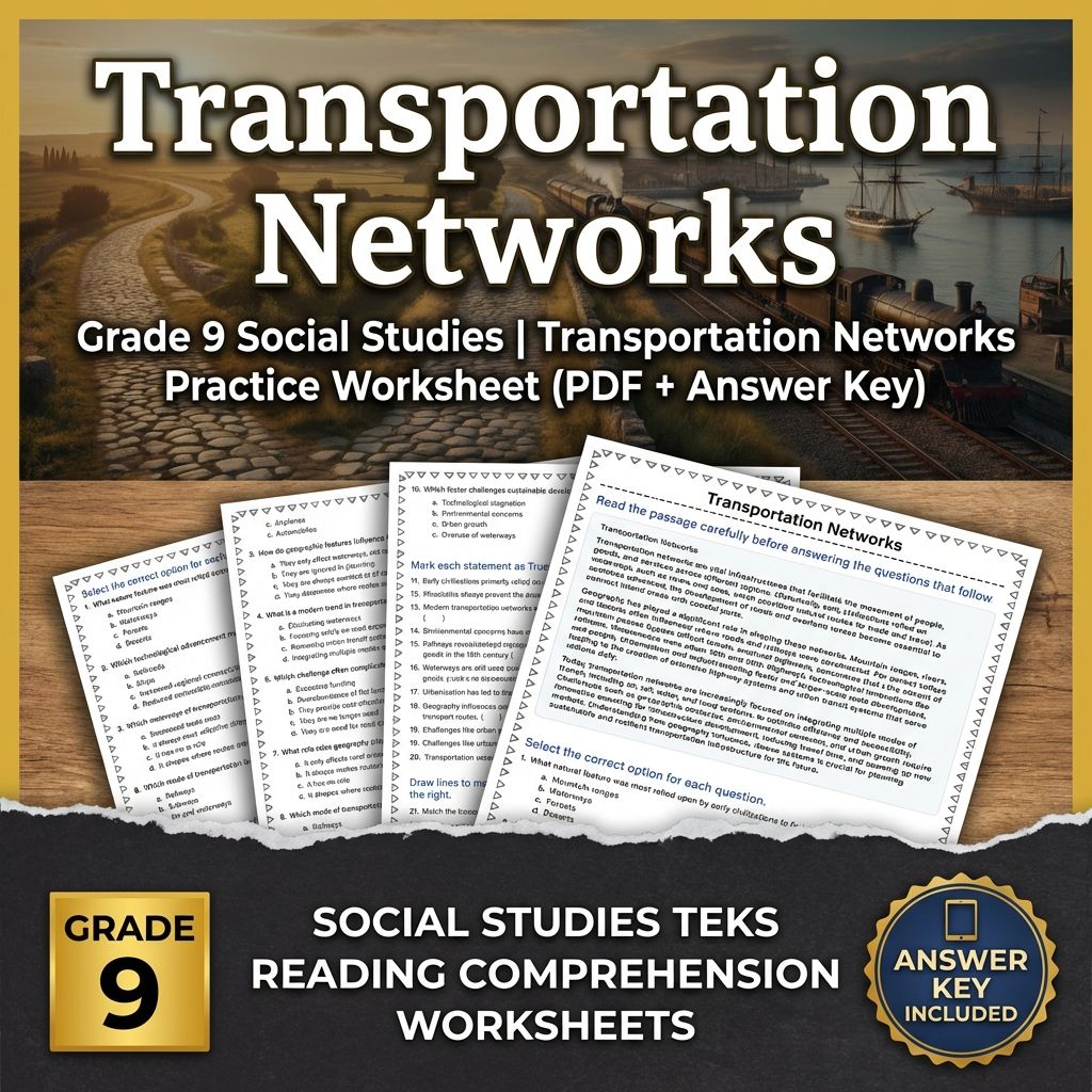 Grade 9 Social Studies | Transportation Networks Practice (PDF + Answer Key)