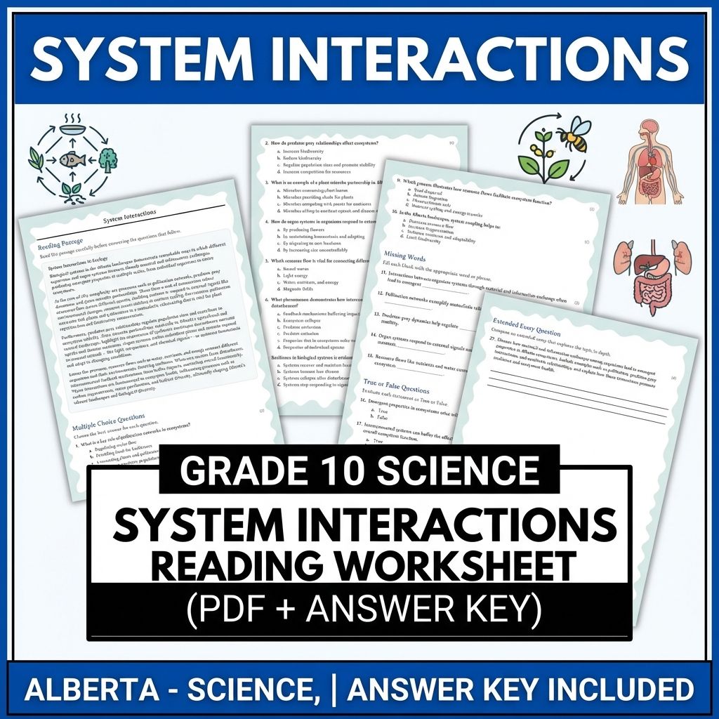 Grade 10 Science | Cell Systems, Energy, & Homeostasis (Standards-Aligned) — included worksheet 2