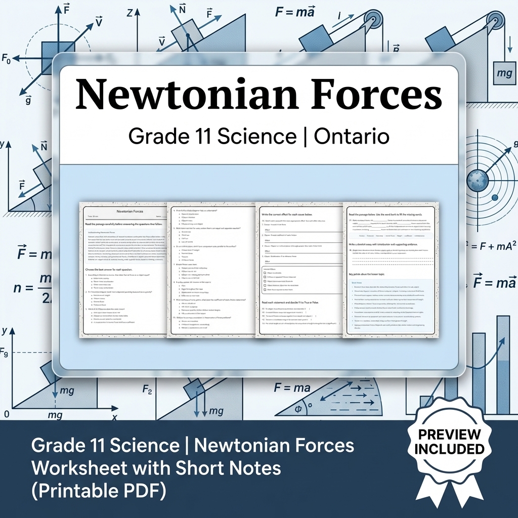 Grade 11 Science Lesson Bundle: Motion, Energy, Waves & Circuits – Ontario — included worksheet 4