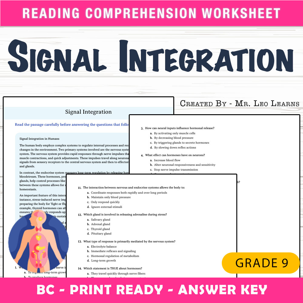 Grade 9 Science worksheet mcq paper worksheet — Grade 9 Science — Signal Integration Worksheet MCQ Paper for Mastery — page 1