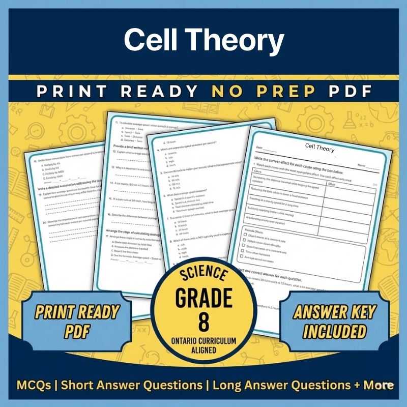 Grade 8 Science | Cell Theory Worksheet (Ontario Standards) (PDF)
