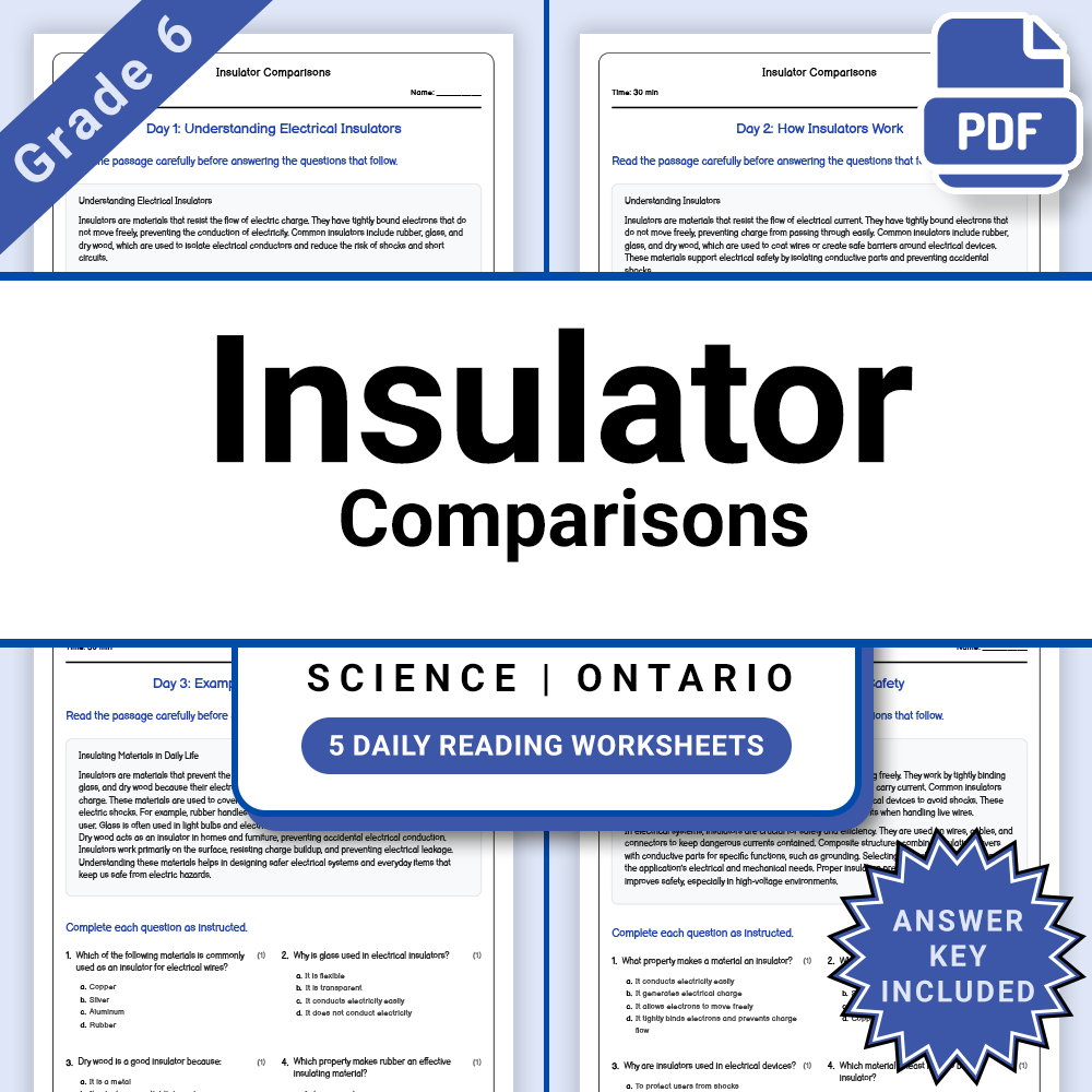 Grade 6 Science Lesson Group – Circuits and Energy Ontario Framework — included worksheet 4