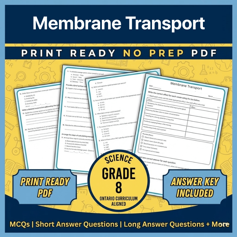 Grade 8 Science Worksheet – Membrane Transport (Ontario) | PDF