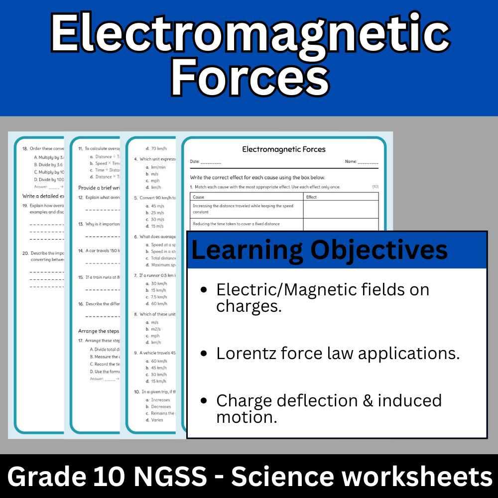Grade 10 Science | Force Interactions Worksheet (NGSS Aligned) PDF