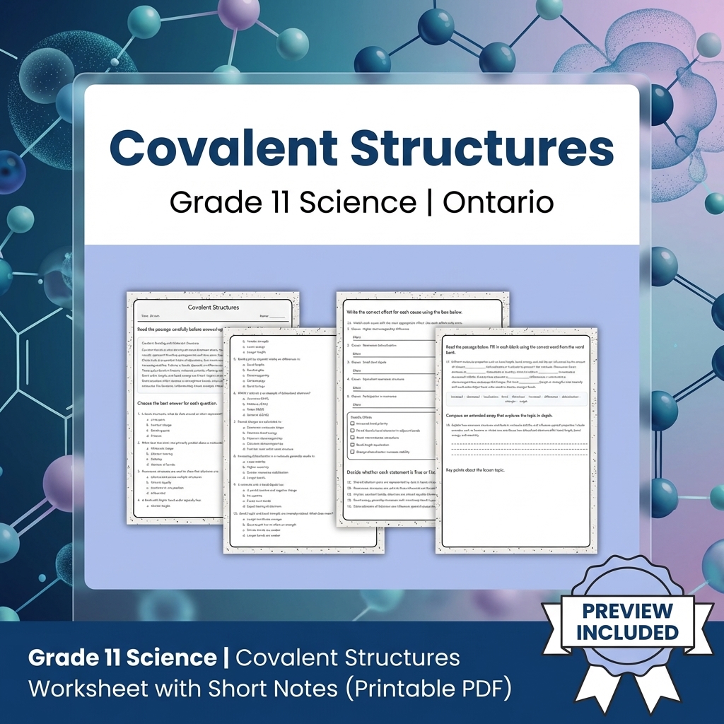 Grade 11 Science Full Year Bundle | Ontario Curriculum & Framework — included worksheet 9