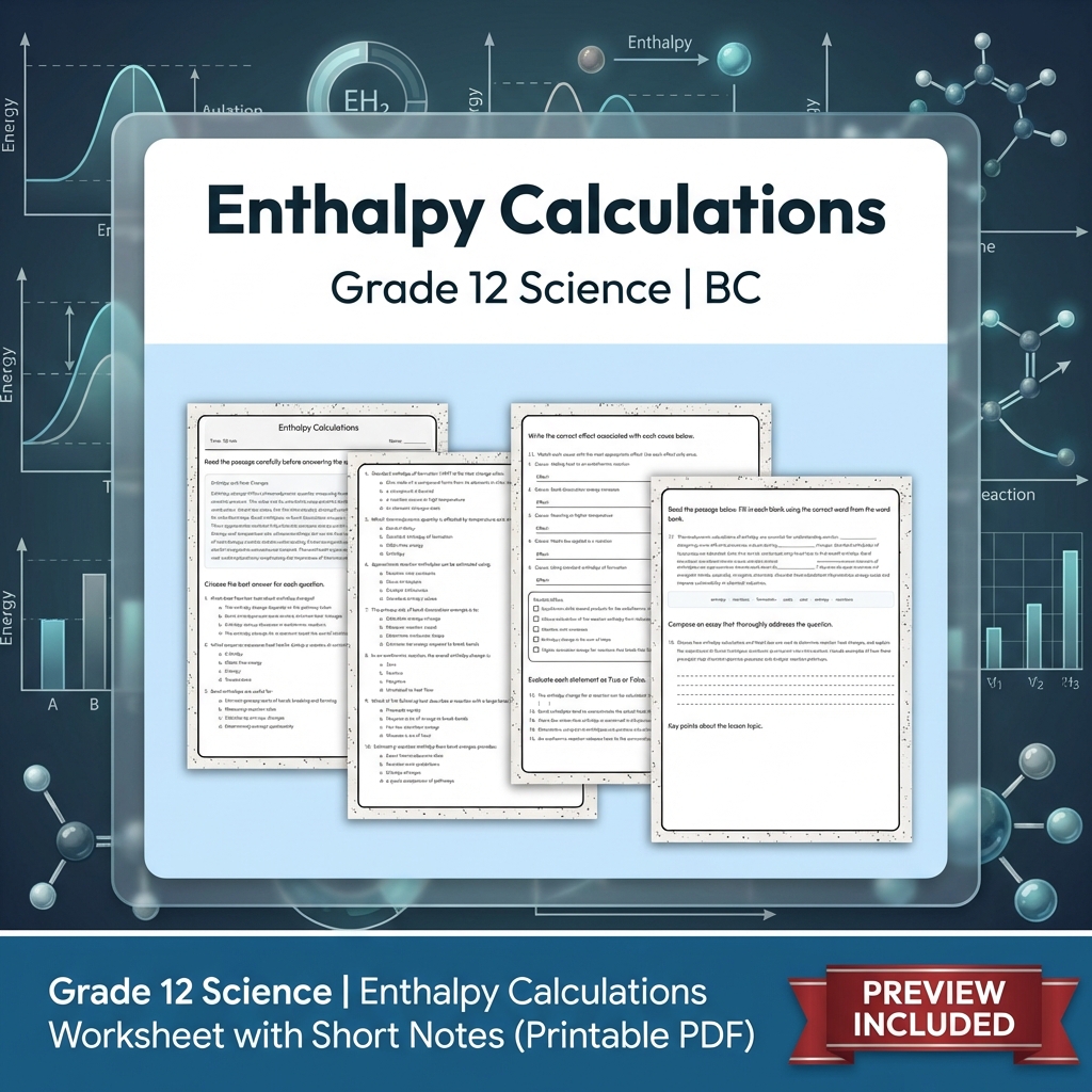 Grade 12 Science Full Year Bundle | Thermochemistry, Earth Systems, Genetics — included worksheet 9