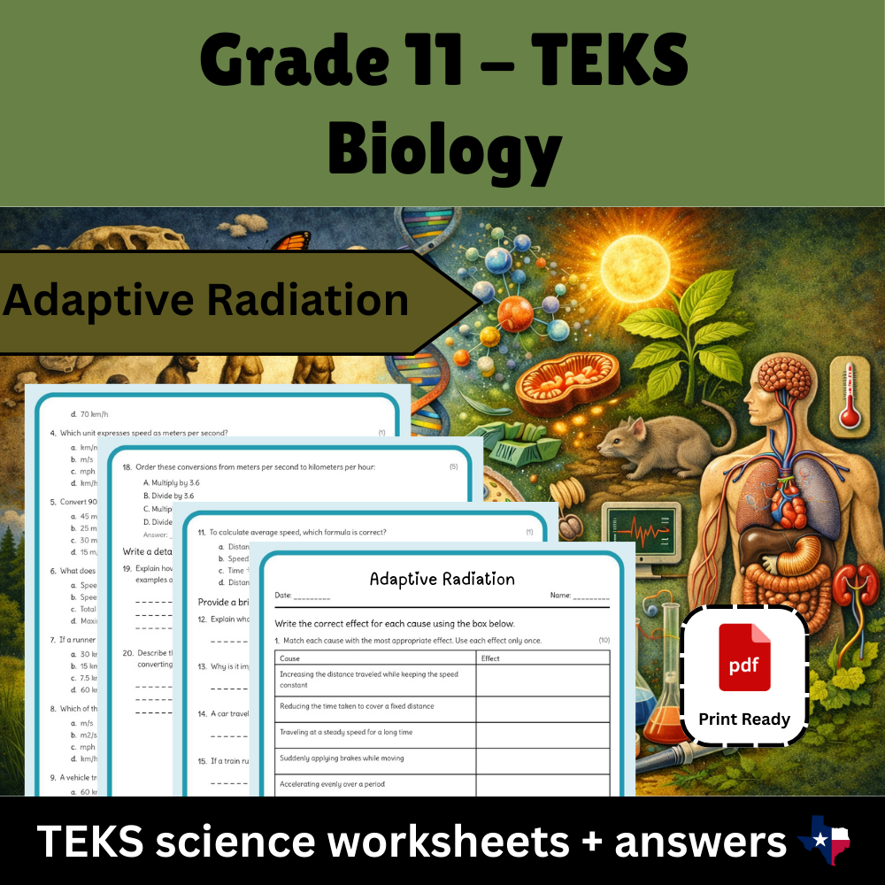 Grade 11 Science | Evolution, Cells & Genetics TEKS Bundle (Worksheet Pack) — included worksheet 15